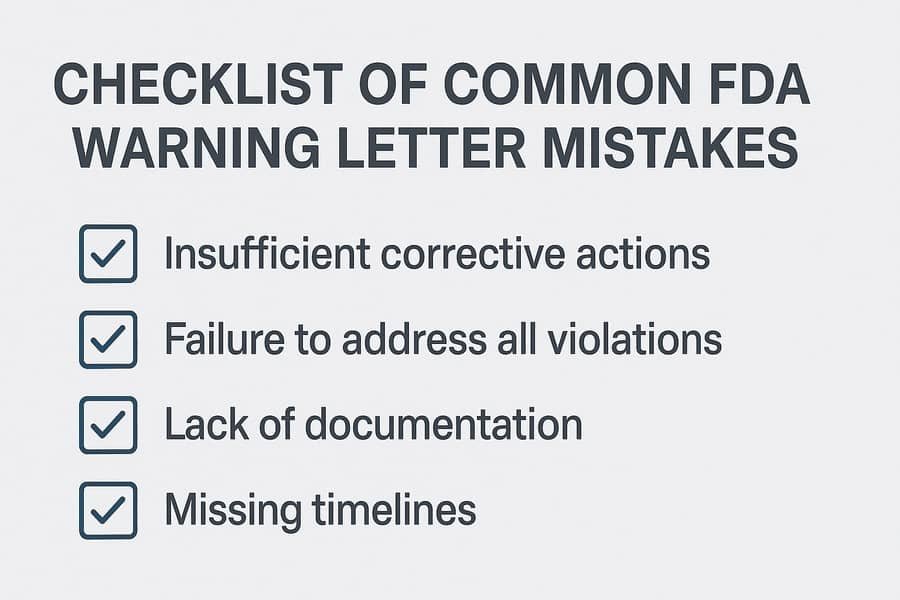 Compliance checklist of FDA Warning Letter mistakes