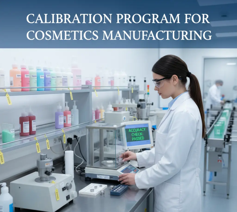 Calibration program for cosmetics manufacturing