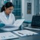 Pharmaceutical quality scientist reviewing process validation protocol documentation and trend data in a GMP laboratory
