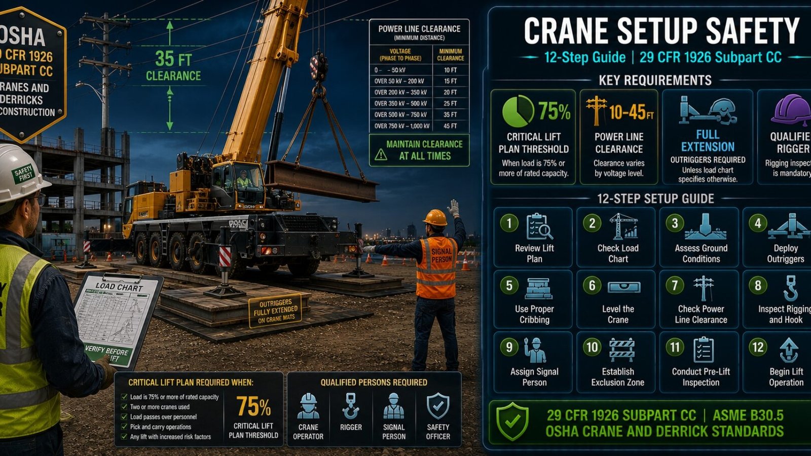 Crane Setup Safety: 12-Step Guide Under OSHA 29 CFR 1926 Subpart CC