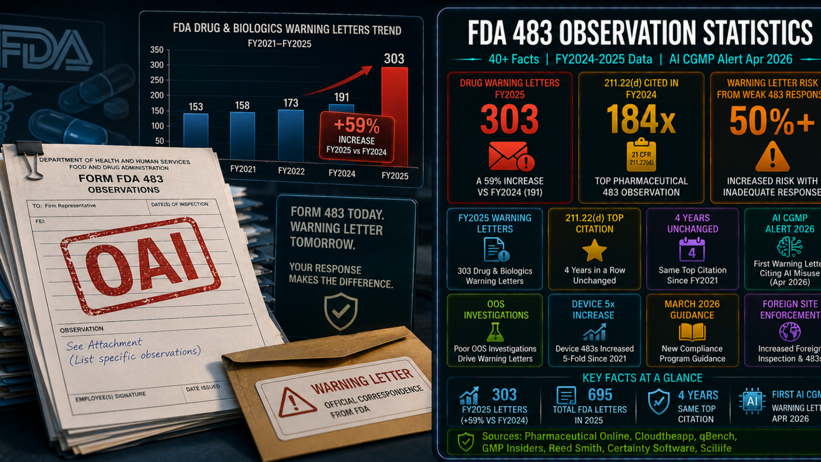 FDA 483 Observations: 40+ Statistics FY2024-2025 Enforcement Data
