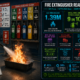 Fire extinguisher readiness and workplace fire statistics infographic showing 1.39 million U.S. fires in 2024 causing 3,920 deaths and $19.1 billion in property damage, 9 in 10 small fires extinguishable with proper technique, 86% of workplace fire deaths preventable with proper equipment and training, fire class selection guide from Class A through K, and OSHA 1910.157 requirements including annual training and $15,625 to $156,259 penalty range.
