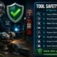 Hand and power tool safety awareness tips covering inspection, guards, PPE, electrical safety, pneumatic tools, hot work and safe storage practices