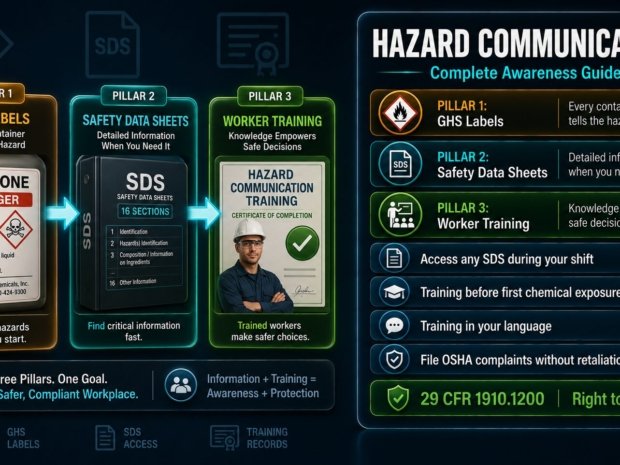 Hazard Communication awareness guide for US workers covering GHS labels, Safety Data Sheets, worker training rights and OSHA HazCom compliance under 29 CFR 1910.1200