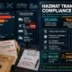 HAZMAT transportation compliance statistics from PHMSA enforcement records covering shipping paper violations as top citation category, packaging and marking co-occurrence, air HAZMAT $250K penalty exposure, security plan detection gap, rail HAZMAT 1.7 million carloads annually, maritime IMDG non-compliance and incident reporting thresholds