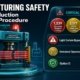 Manufacturing safety situational analysis infographic showing production pressure decision points, OSHA machine guarding and lockout tagout citation data, and safe response protocols for equipment safety device faults