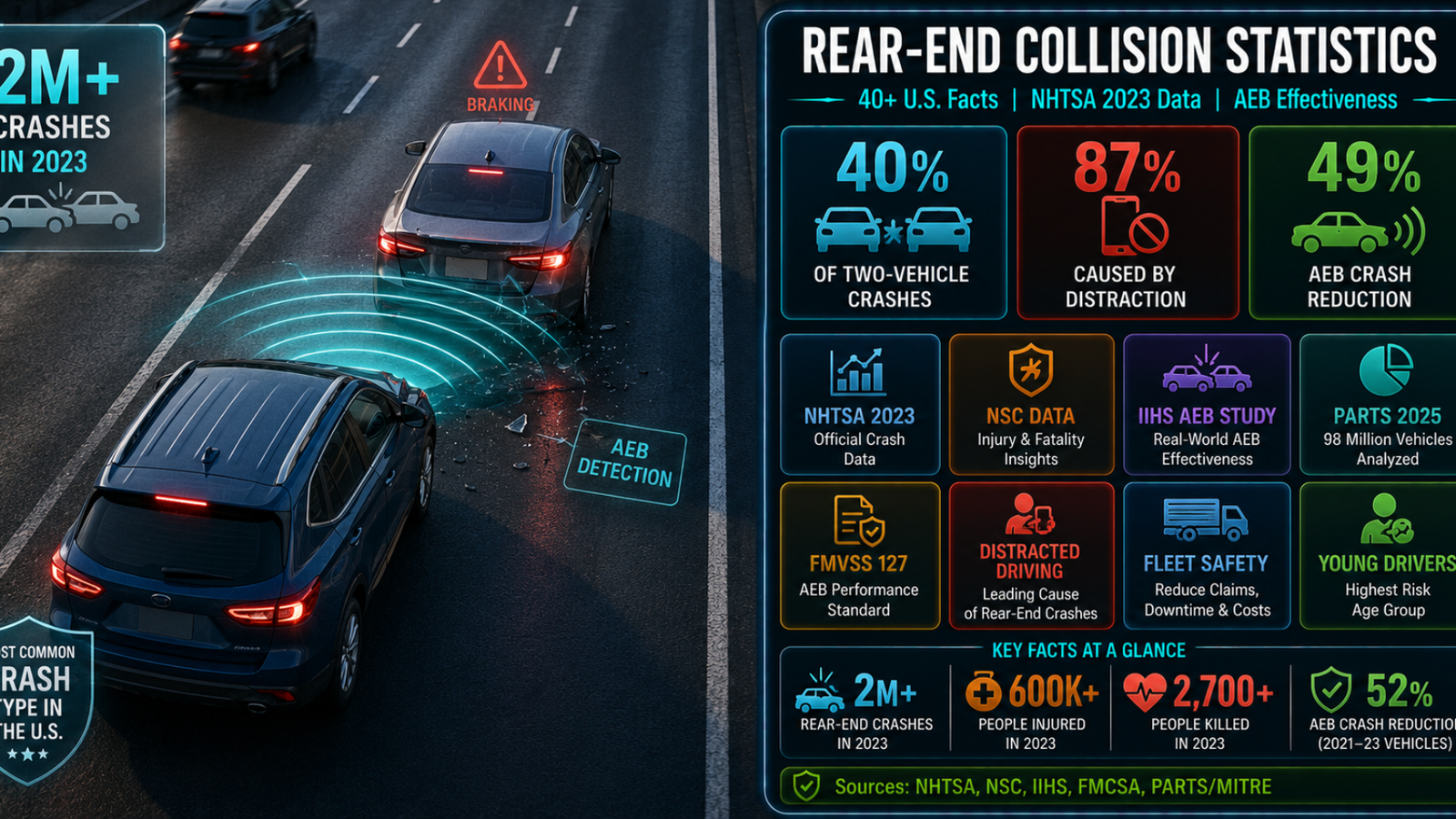 Rear-End Collision Statistics: 40+ U.S. Crash Facts 2023-2025