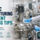 Technician cleaning cosmetic manufacturing equipment in a GMP-compliant facility