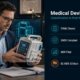 Regulatory affairs professional examining medical device with 510(k), QMSR, MDR, and EU MDR compliance dashboard overlay