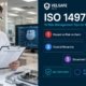 Medical device quality engineer reviewing ISO 14971 risk management documentation in a device development lab