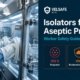 Pharmaceutical technician operating an aseptic isolator in a sterile manufacturing facility