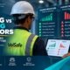 Leading and lagging indicators in safety tips showing a safety manager in a hard hat and high-visibility vest holding a tablet displaying prevent and react safety performance charts, with infographic panels comparing leading indicators (safety observations, training completion, near-miss reports, safety inspections, corrective actions) against lagging indicators (injuries and illnesses, recordable incidents, lost time, property damage, regulatory fines) in an industrial facility