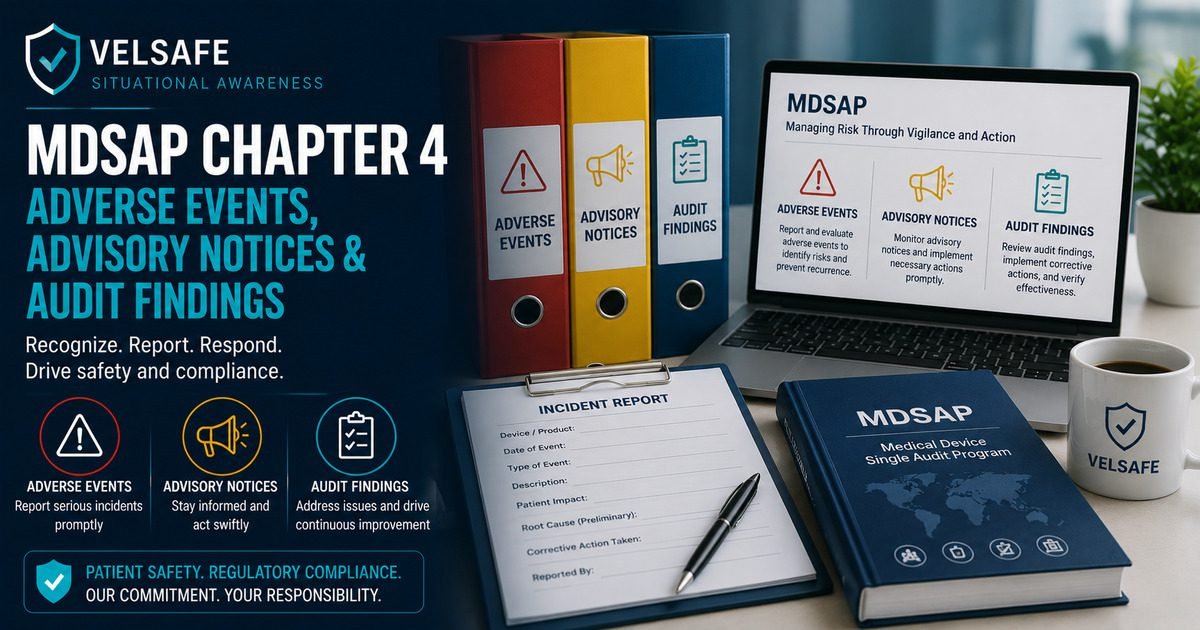 MDSAP Chapter 4 adverse events advisory notices audit findings binders and incident report
