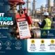 Accident prevention signs and tags in oil and gas OSHA case study showing a red DANGER DO NOT OPERATE lockout tag on a valve with a faded CAUTION HIGH PRESSURE sign and a clear CAUTION HIGH PRESSURE sign beside it, an oil and gas worker in the background, and an incident sequence from isolation failure through misunderstood tag to serious burn to OSHA citations and corrective action