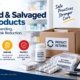 Returned and salvaged drug products compliance infographic showing four steps: inspect to assess product condition and integrity, follow applicable laws and guidelines, dispose using approved methods, and protect to minimise risk and keep patients safe, with a product returns box and returns under review label